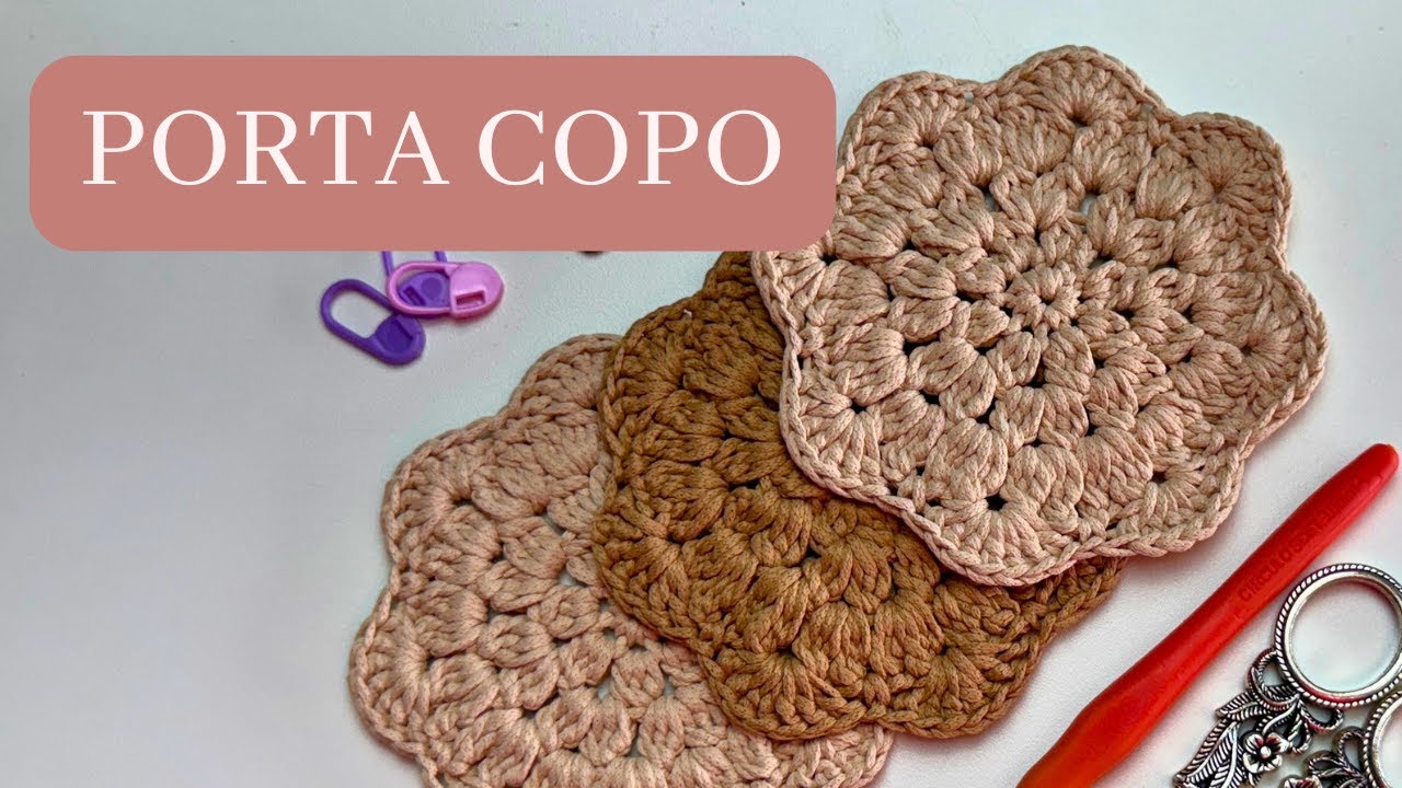 Porta Copos em Crochê - Descanso de copos | Rápido e fácil de fazer, seu cafezinho com mais charme.
