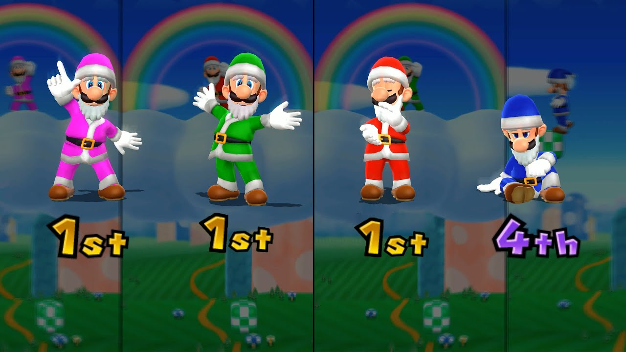 Mario Party 9 Mod - Minigames - Peach Vs Mario Vs Santa Luigi Vs Yoshi #Onlymario