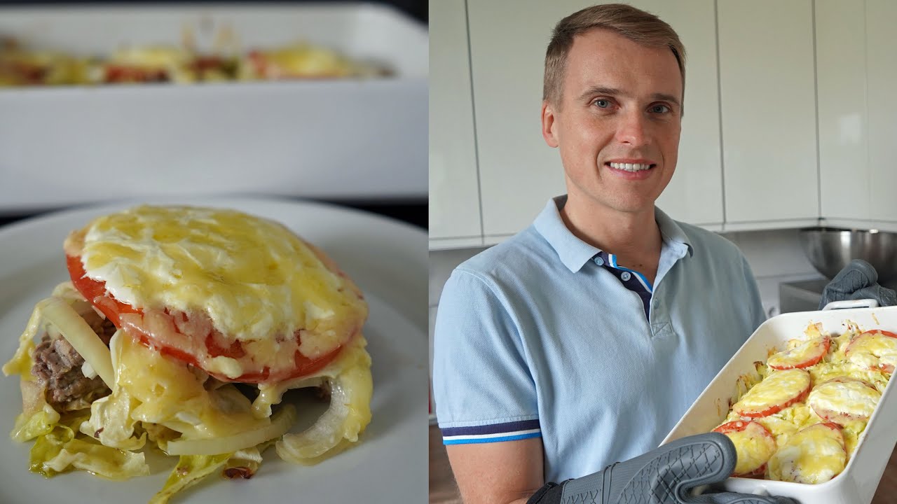 Pyszna zapiekanka z młodej kapusty i mięsa mielonego