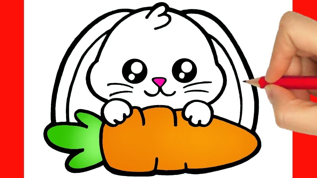 CÓMO DIBUJAR UN CONEJO KAWAII - DIBUJOS KAWAII - COMO DIBUJAR UN CONEJO PASO A PASO