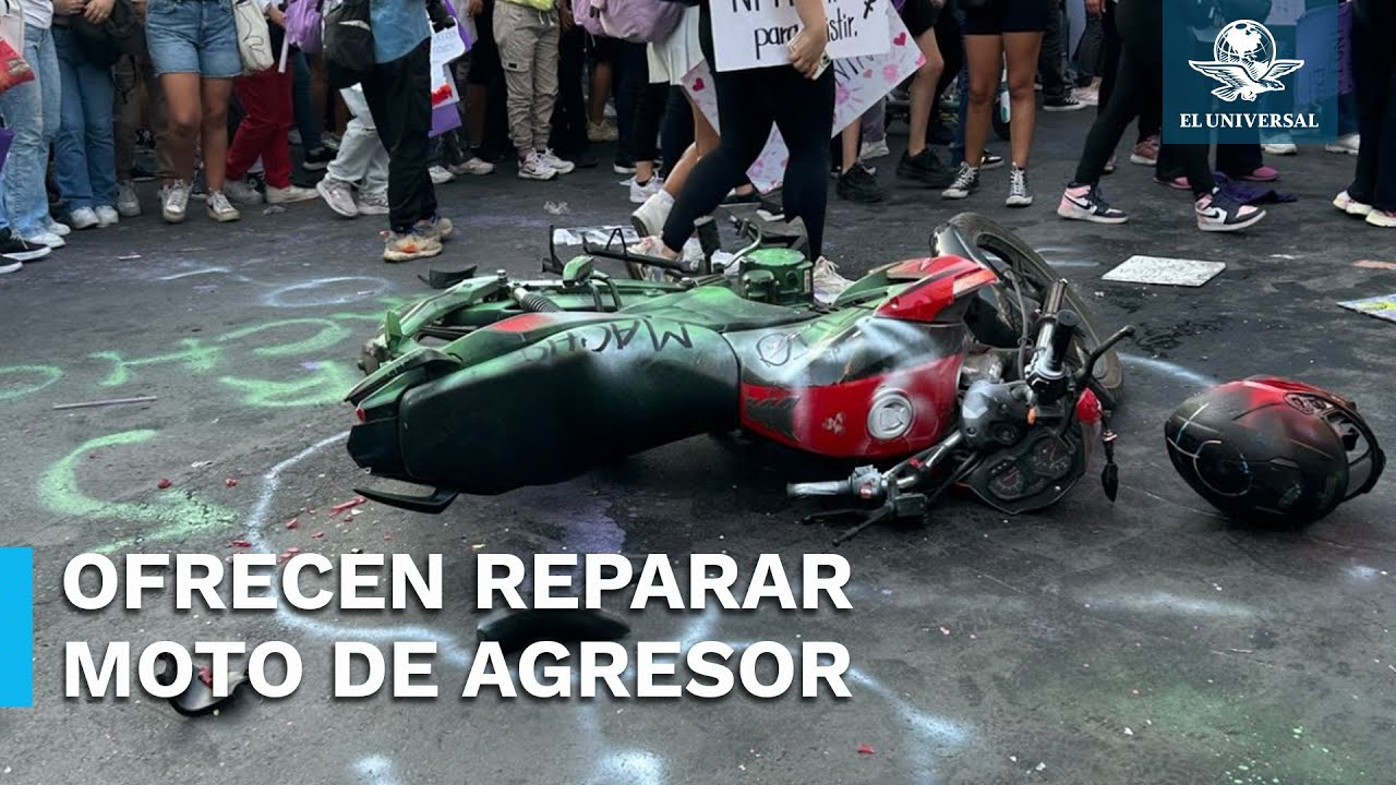 Tiktoker busca a hombre detenido por agresión en marcha del 8M para reparar su moto