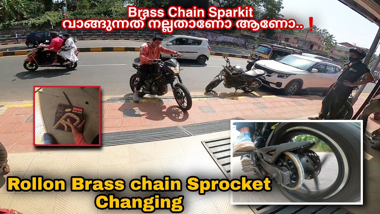 Guys chainl സ്വർണ്ണം പൂശി... ❗Ns200 Rollon Brass chain Sprocket Changing...💥 Modification Update..
