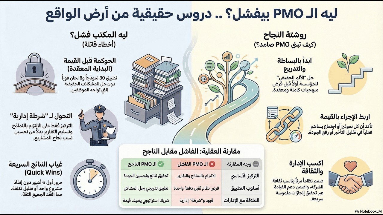الحلقة 27: فشل الـ PMO - دراسة حالة حقيقية ولماذا تم إلغاؤه بعد سنتين؟ | أخطاء قاتلة في إنشاء PMO