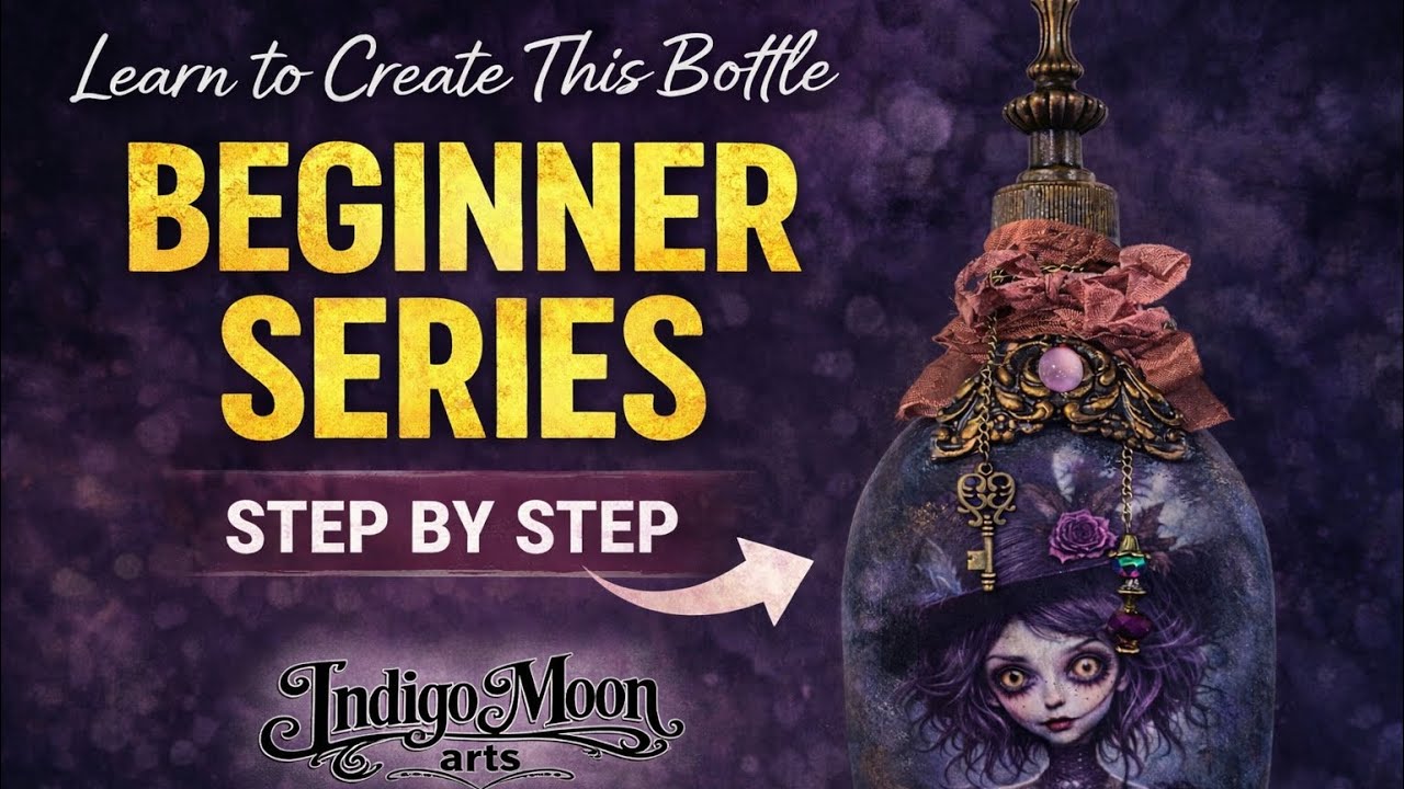 Video 6 - Series Goth Decoupage Bottle. Paint Blending 101