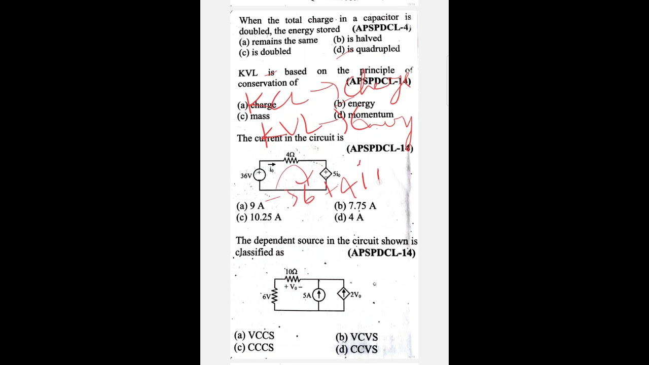 APSPDCL AEE PYQ solutions #aptransco #apgenco #apspdcl