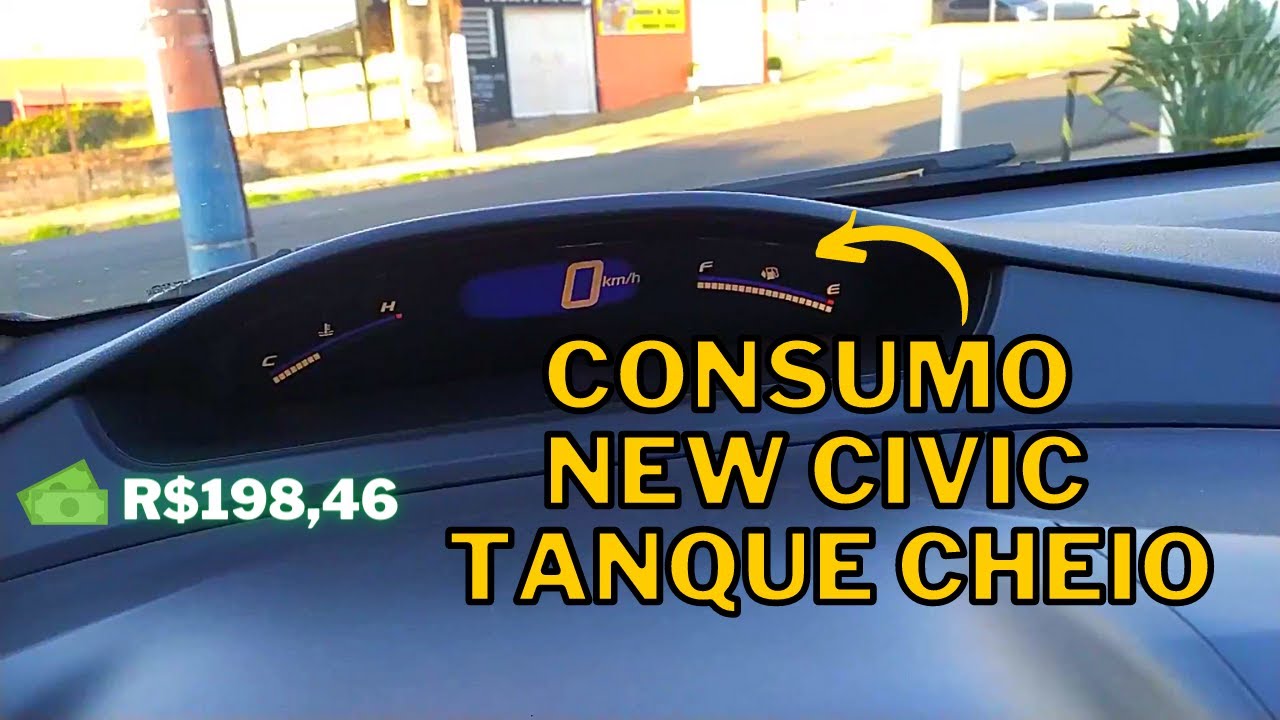 COMPLETEI O TANQUE DO NEW CIVIC DE GASOLINA, MOSTRANDO O CONSUMO COM TANQUE CHEIO *R$198,46*