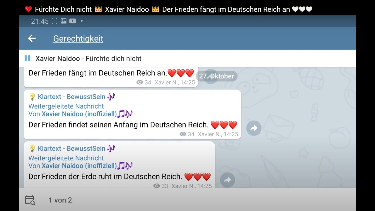 ❤️ Fürchte Dich nicht 👑 Xavier Naidoo 👑 Der Frieden fängt im Deutschen Reich an ❤️❤️❤️