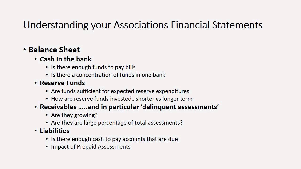 Understanding your Associations Financial Statements