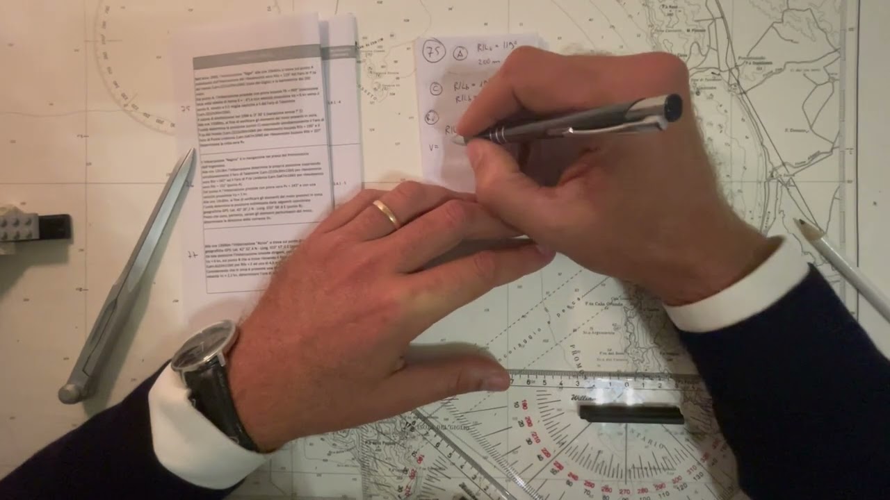 2023 tema esame patente nautica 25D 5.4.1-4 n°75 -  correnti - carteggio oltre 12 miglia carta 5D