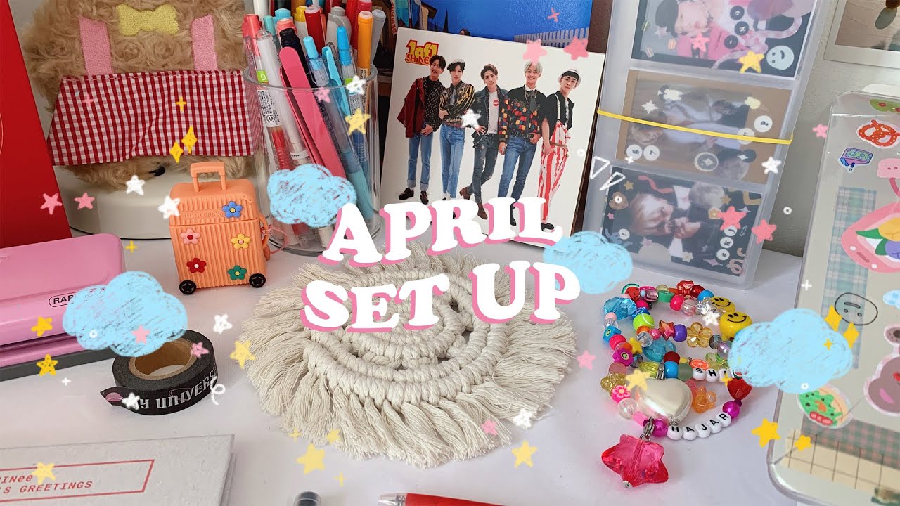 🍒 APRIL SET UP — 6 ring journal with me, desk decor + SHINee 2021 season's greetings unboxing