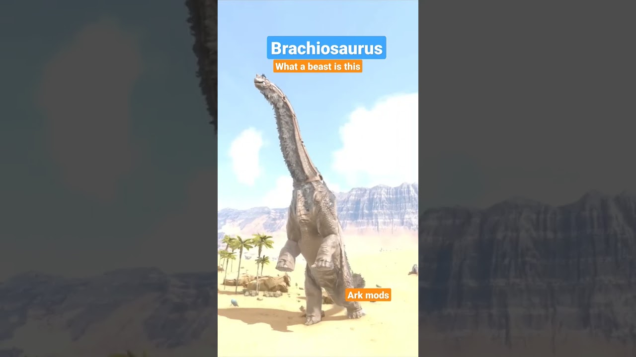 Wow this beast is huge😱 #brachiosaurus #gaming #ark #moddedark #dinosaurs #woolly #desert #oneshot