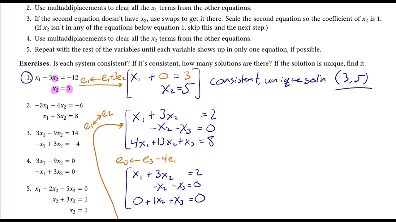 Linear Algebra: Optional 1.1 elimination practice