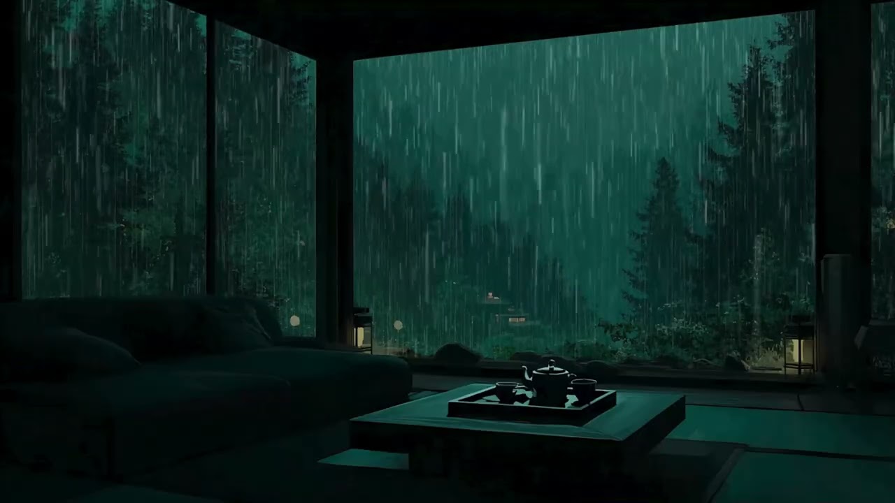 Deep Sleep Rain Sounds 🌧️ 3 Hours Heavy Rain Outside a Cozy Japanese Room Window, No Music