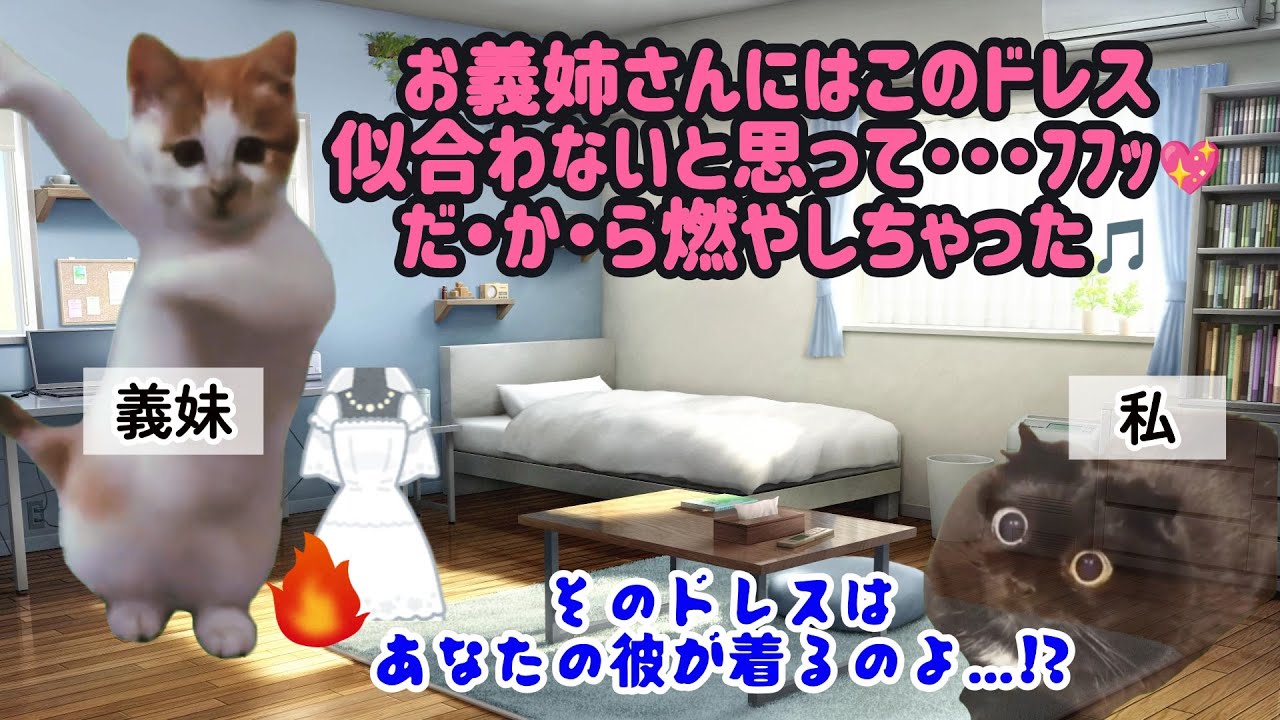 【スカッと猫ミーム】義妹に燃やされたウェディングドレス…まさかの着用者は!?#猫マニ #猫ミーム