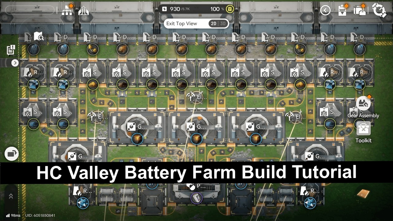 [Arknights: Endfield] HC Valley Battery Farm Tutorial (Compact, Efficient, Without Sandleaf Farms)