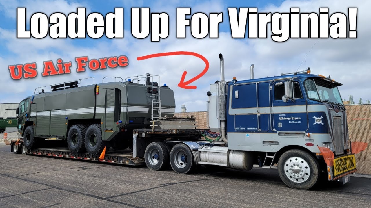 USAF Oshkosh Striker Fire Truck Loading In Wisconsin