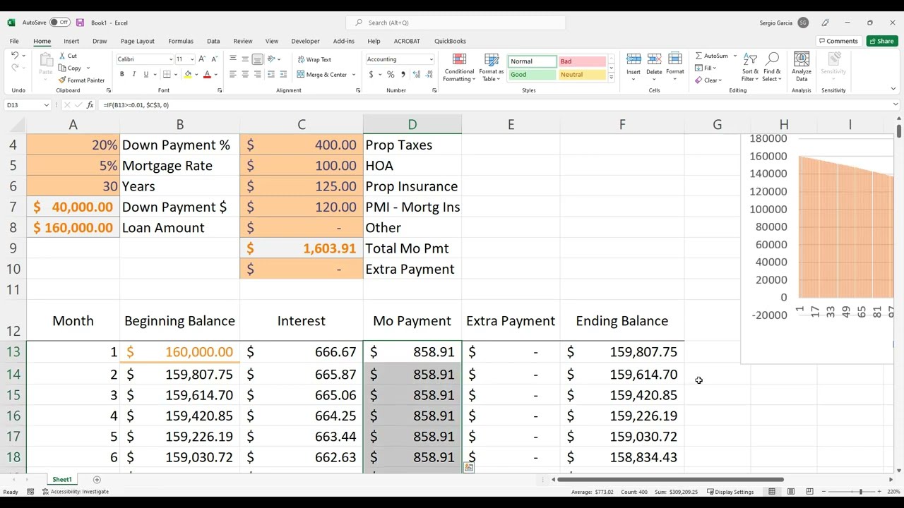 Создание ипотечного калькулятора в Excel с таблицей амортизации