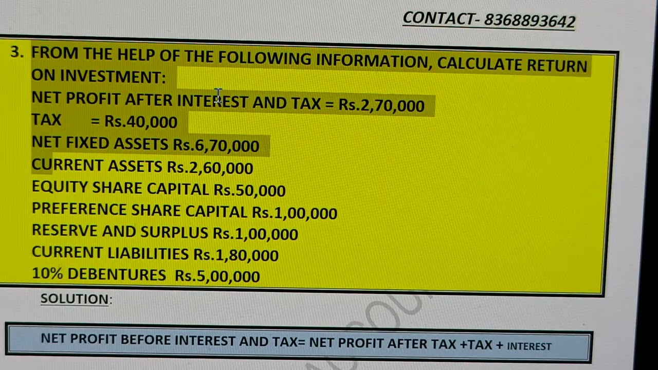 RETURN ON INVESTMENT - ROI