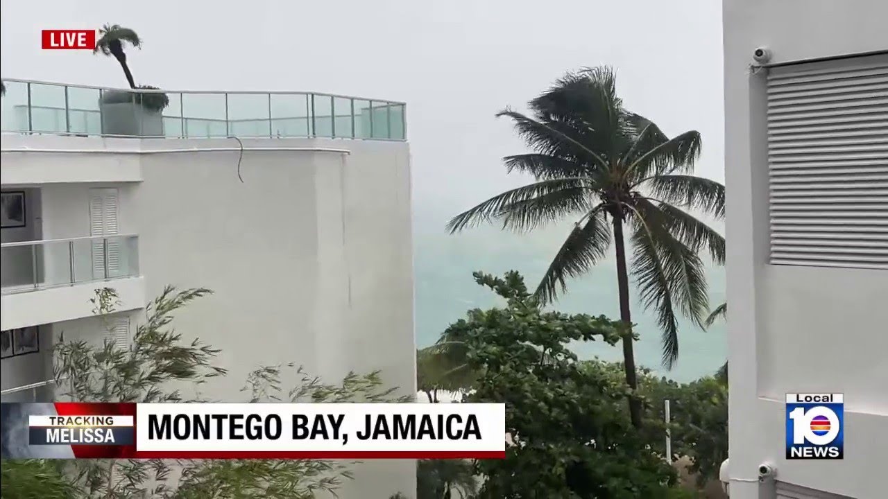 Take a look at the conditions in Montego Bay as Hurricane Melissa nears