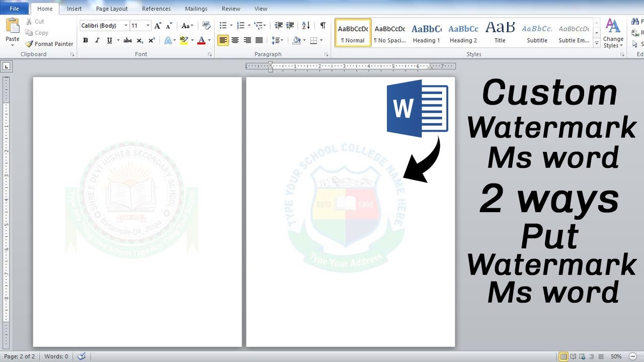 2 Different Ways to Make Watermark in Microsoft word | Any Logo | Any Picture | Ms Word Tutorial |