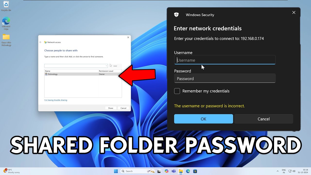 SET Shared Folder PASSWORD : Windows 11