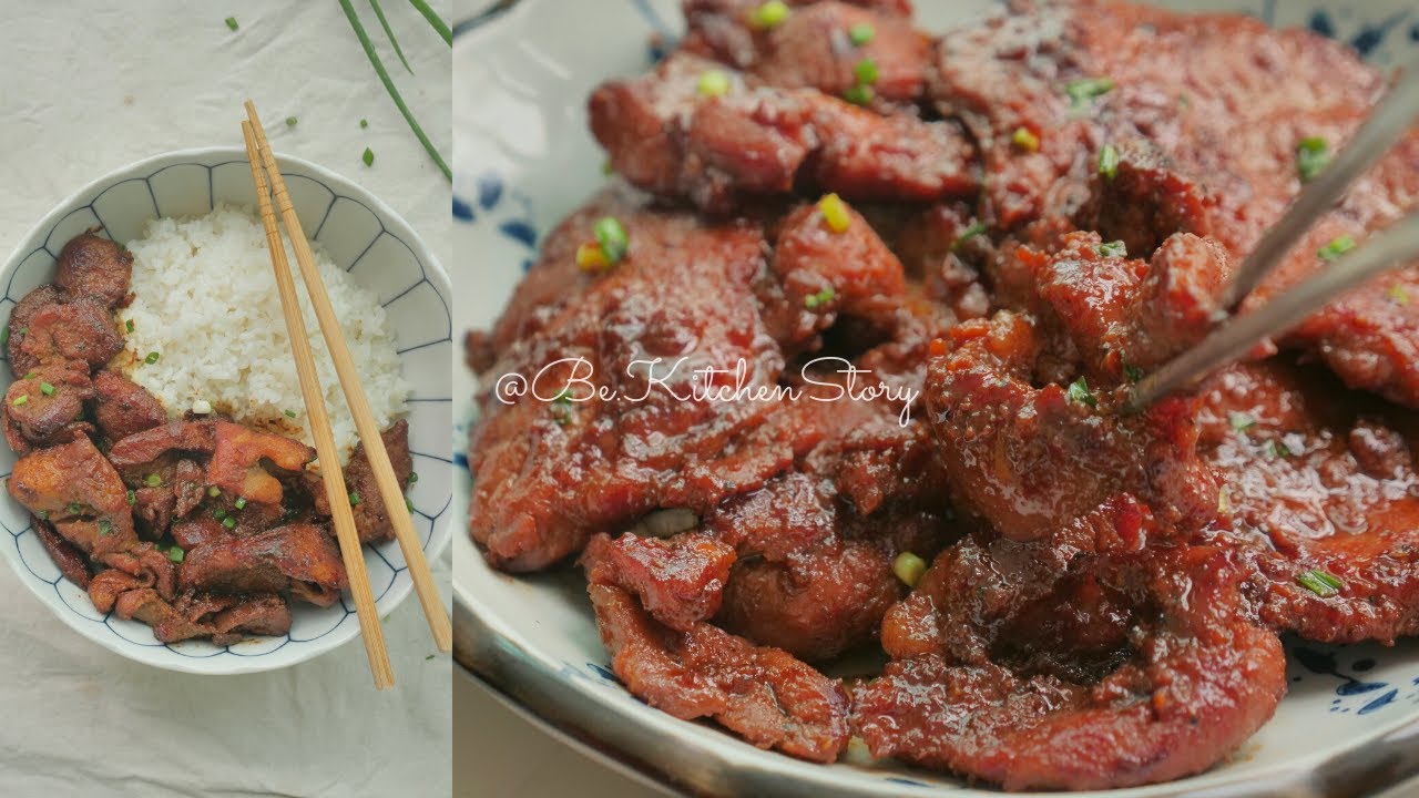 សាច់ជ្រូកចៀន🐷[Khmer Sweet Pork Chop]Sach Jrouk Jearn[Kitchen Story]
