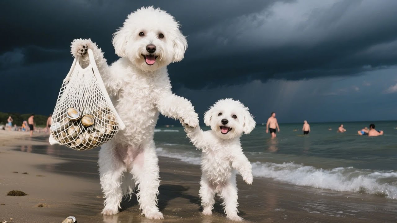 Little Dog Doggo Panics before the Destructive Tsunami😱🌊 Mom Dog desperately searches for her puppy🐶