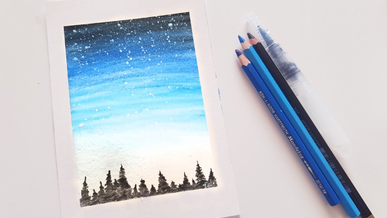 Galaxy using watercolor pencils