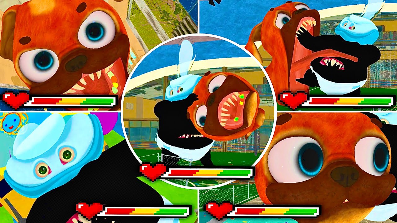 Dark Pals: The 1st Floor- All Main Bosses Death & Jumpscares Scenes with HealthPoints in BRIGHT MODE