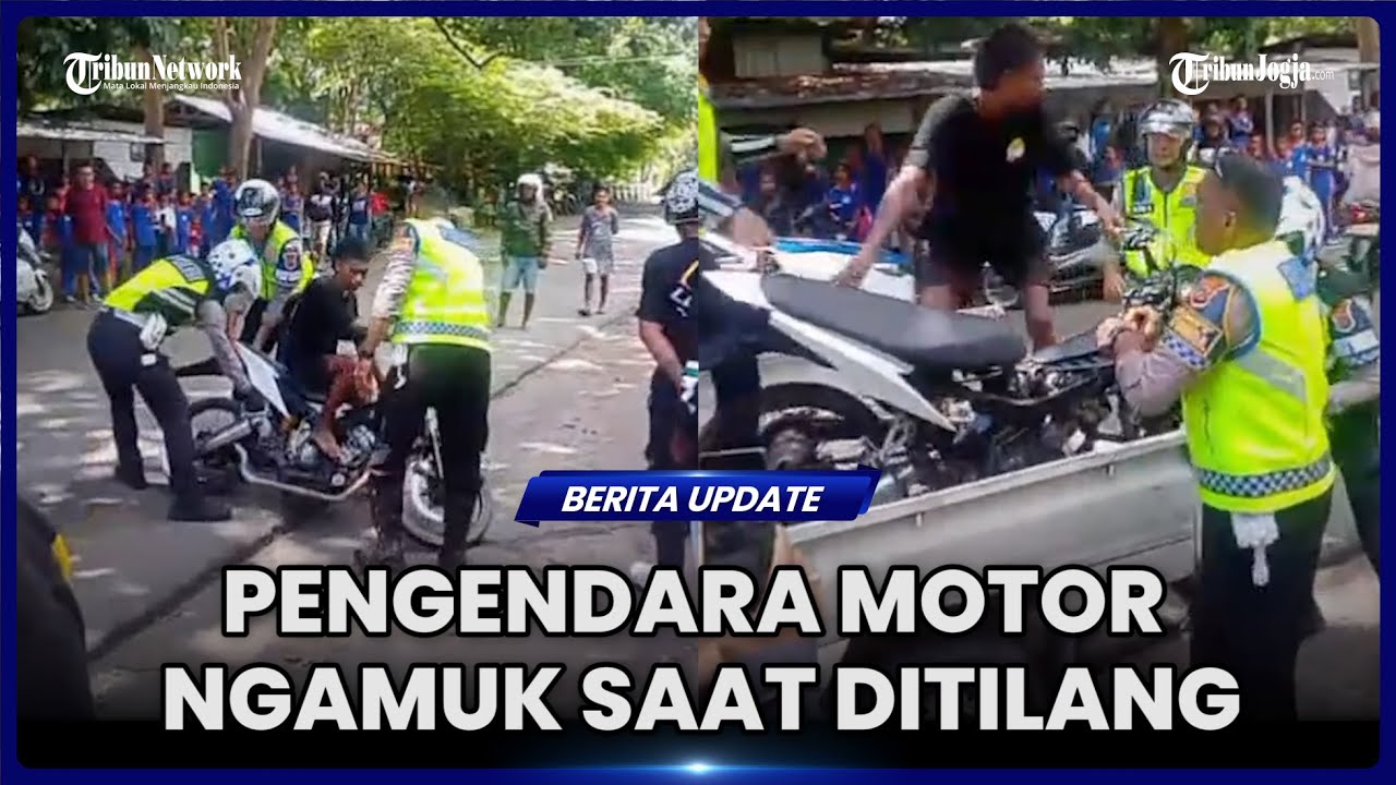 VIDEO VIRAL, PENGENDARA MOTOR MENGAMUK SAAT DITILANG POLISI