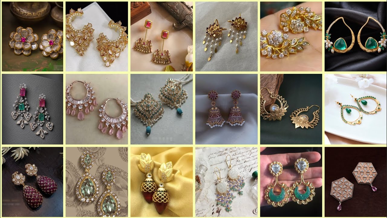 Most beautiful party wear gold earring design ideas for girls 