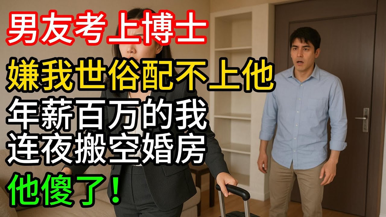 男友考上博士嫌我世俗配不上他，年薪百万的我连夜搬空婚房，他傻了！#小说 #故事 #一口气看完 #情感