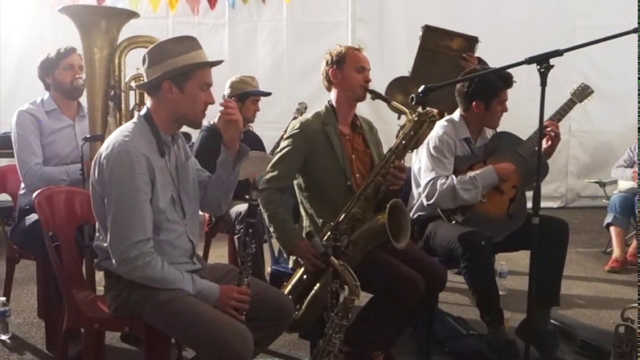 Ewan Bleach on Baritone Sax with Frog & Henry