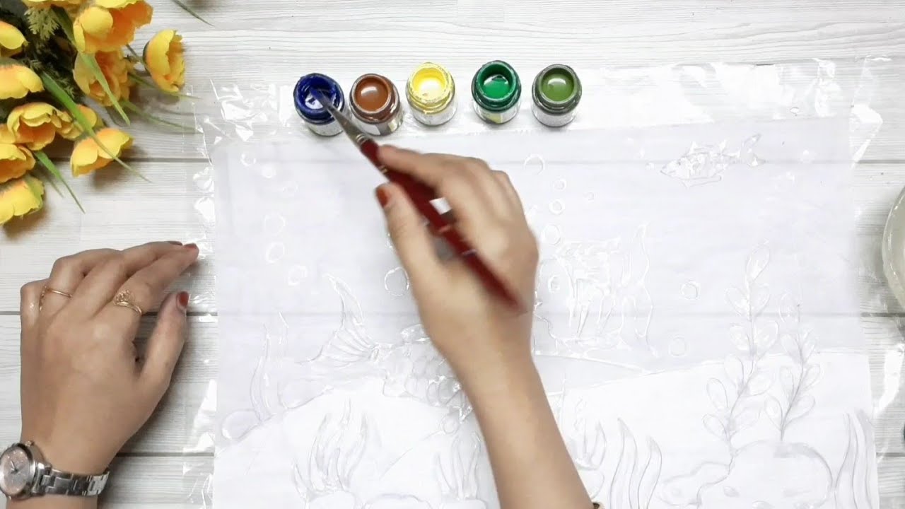 Easy resist batik using glue on fabric | painting tutorial using resist batik technique
