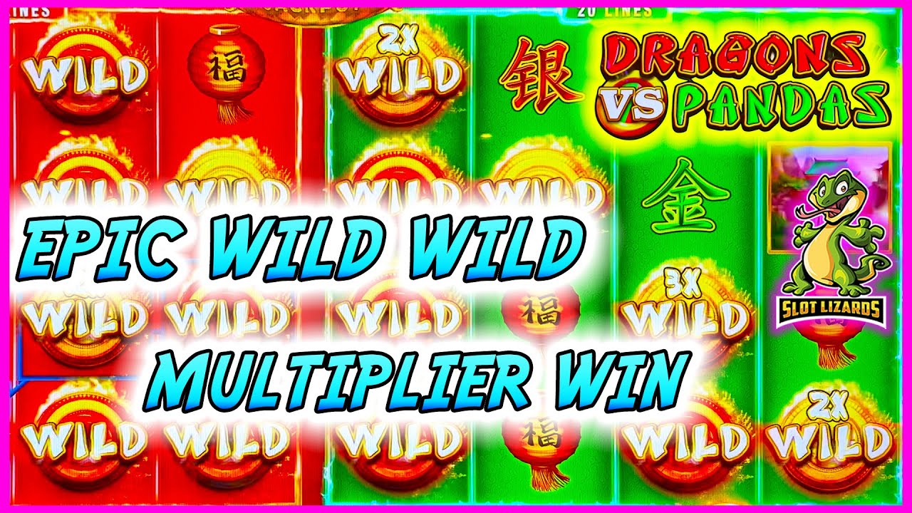 EPIC WILD WILD MULTIPLIER SUPER BIG WIN!!! Dragons VS Pandas Slot Machine SHORT AND SWEET WIN!