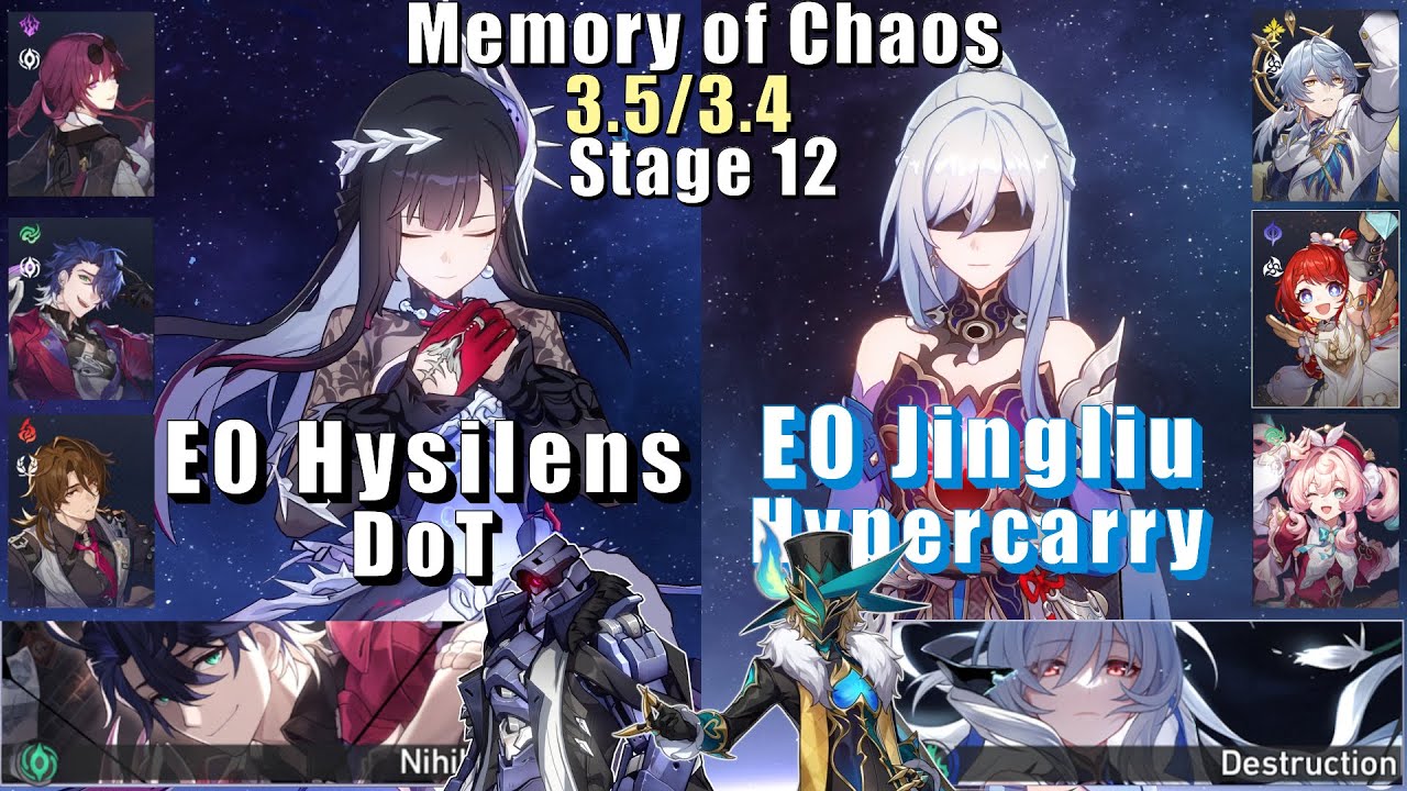E0S0 Hysilens DoT & E0S1 Jingliu Hypercarry | Memory of Chaos 12 3.5/3.4 3 Stars | Star Rail
