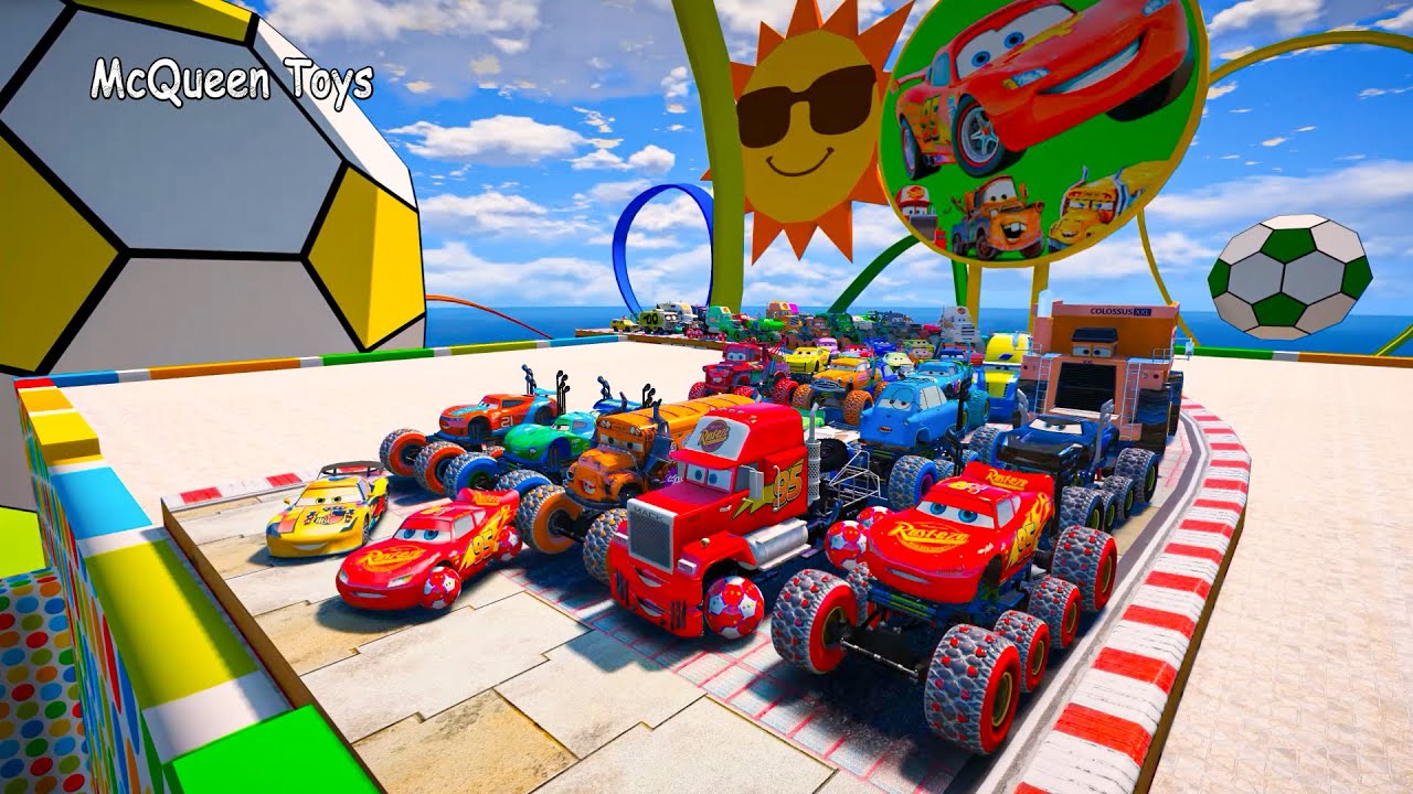 Disney Cars 3 Crazy 8x8 McQueen Monster Truck Mack Miss Fritter Miguel Camino Ryan Laney Racing Toys