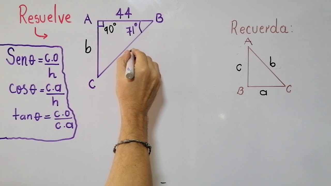 Resolución de triángulos rectángulos cuando se conoce un lado y un angulo