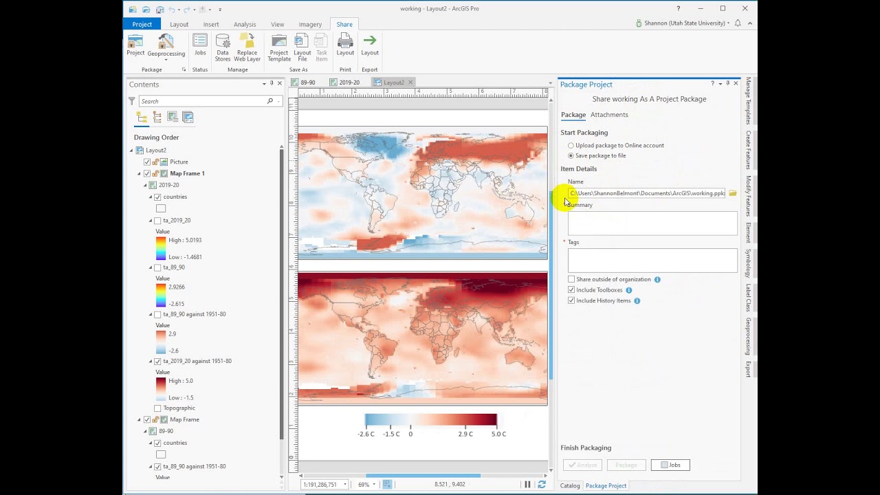 Сохранение пакета проекта: ArcGIS Pro