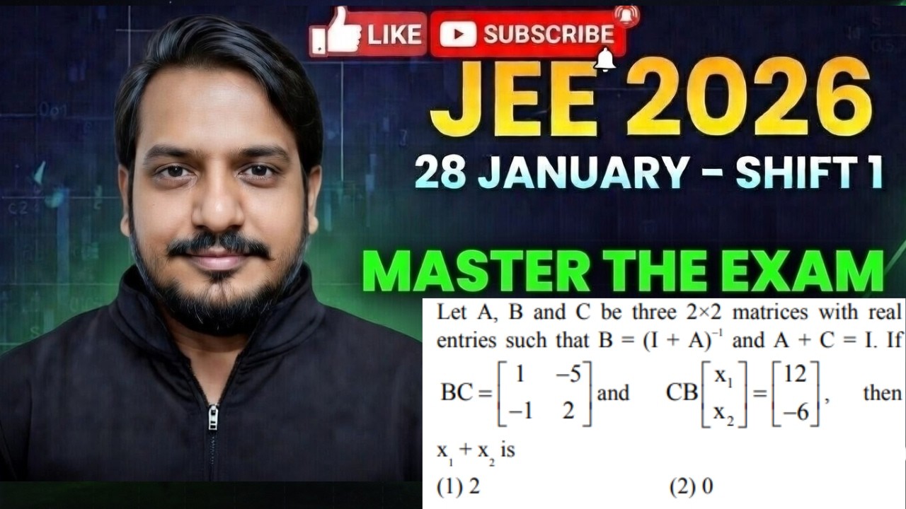 28 JANUARY SHIFT1 2026 MATRIX Let A, B and C be three 2×2 matrices with realentries such that B = (