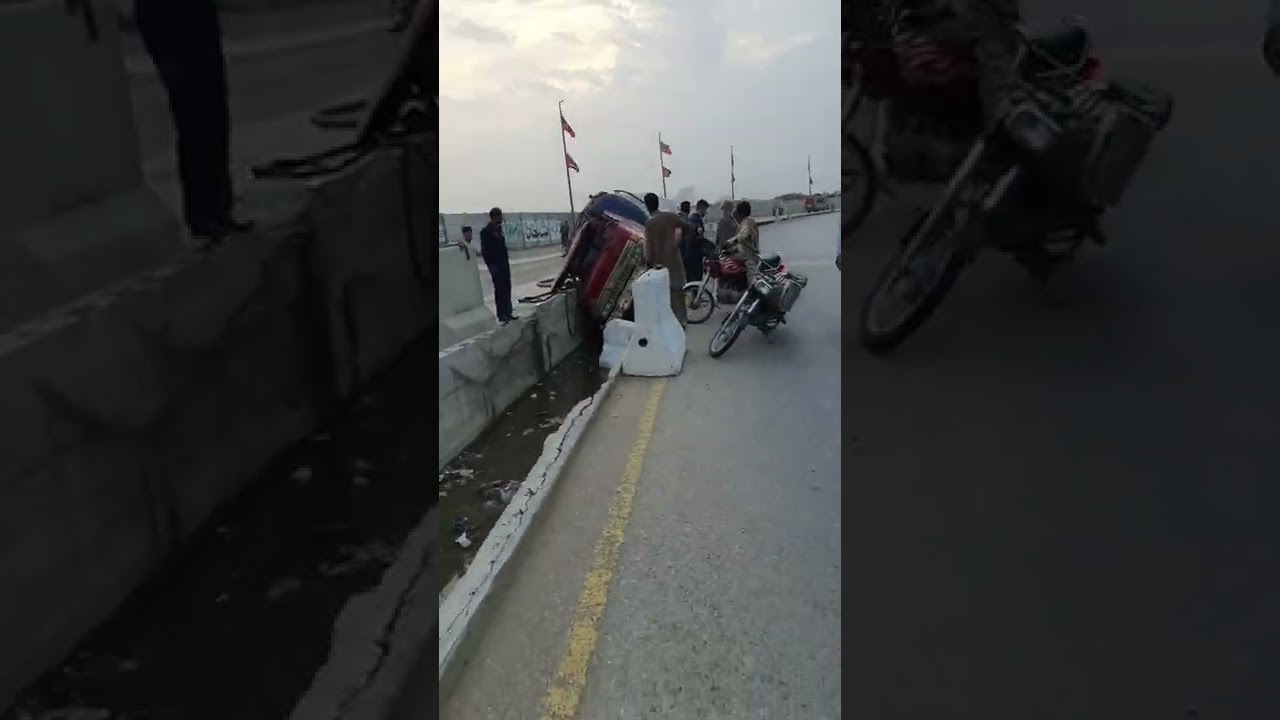 Karachi Road Accident (water tanks slipped) #watertanker #roadtrip #roadaccdient #drivesafe drivesaf