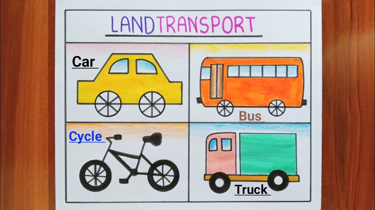 Land Transport Drawing / Drawing Of Land Transportation / Means Of Land Transportation Drawing Easy