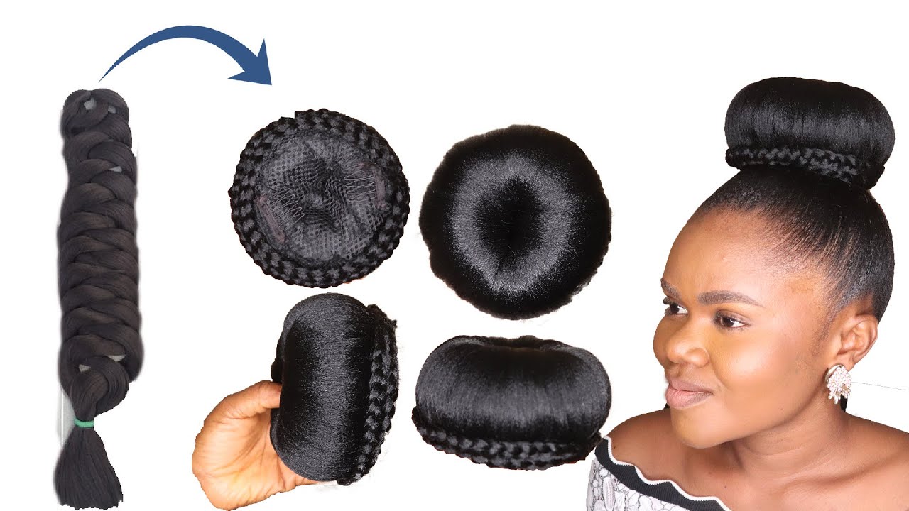 DIY Natural Bun Hairstyle Using Expresion Braid Extension - Easy And Quick Wig Style