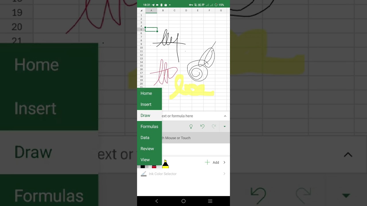 Cara tandatangan di Microsoft Excel Mobile