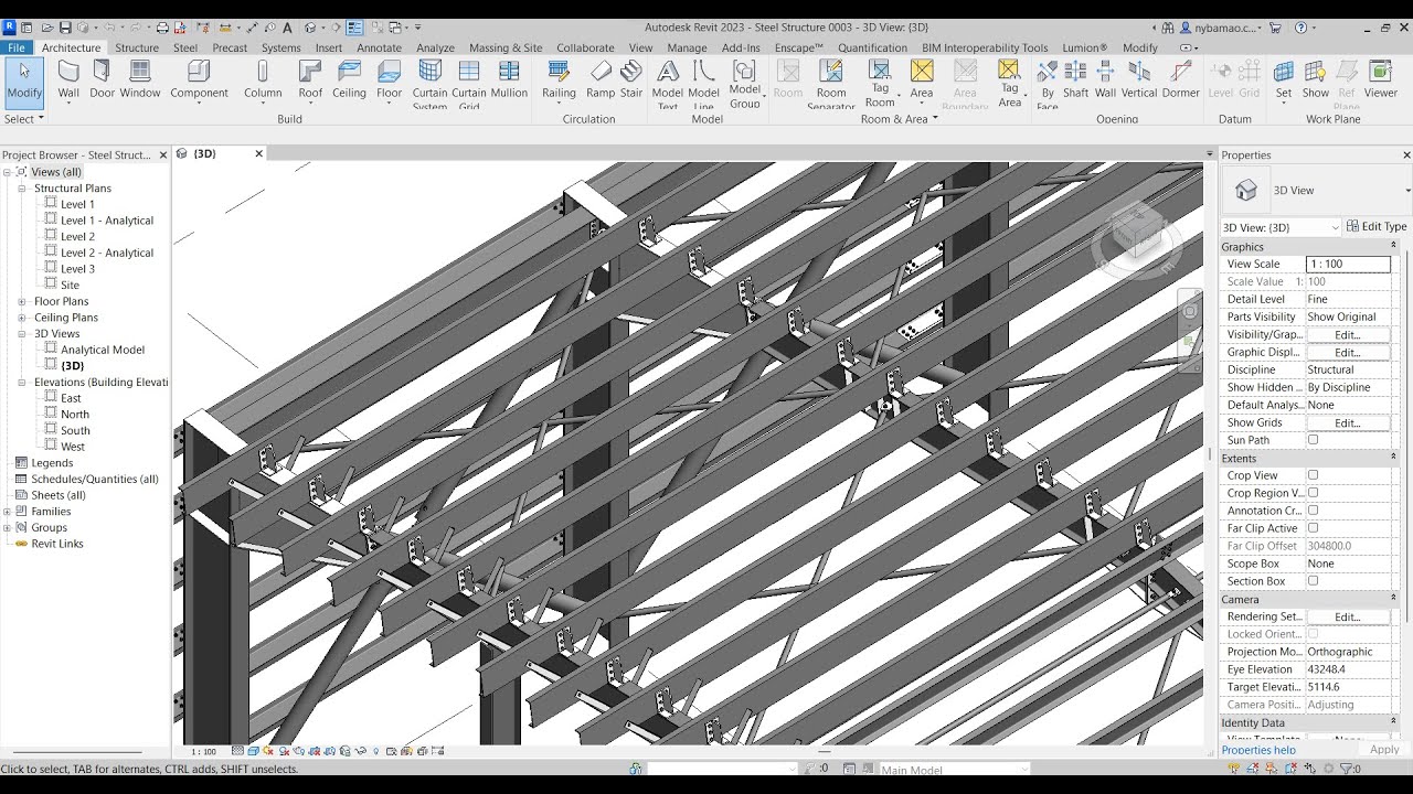 Steel Structure (Purlin Connection) Tutorial in Revit 2023 - #003