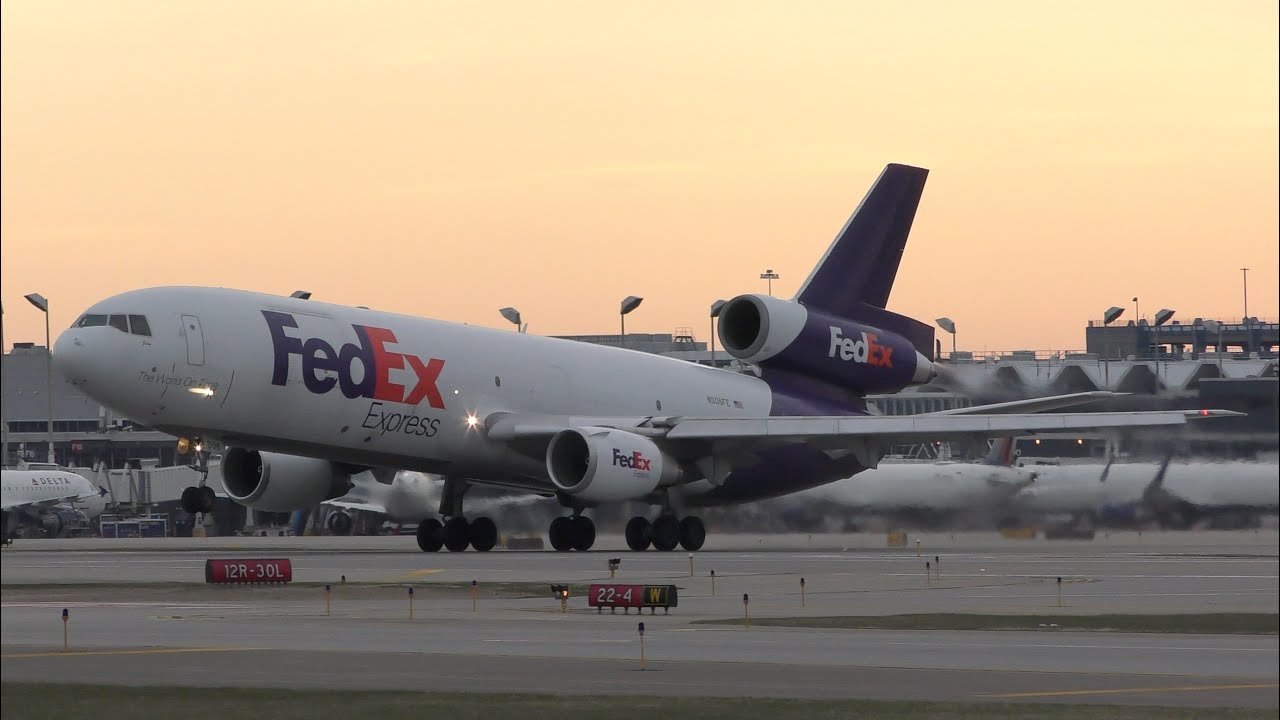 FedEx MD-10-30F N306FE Taxi and Takeoff at MSP Airport | 4-18-2020