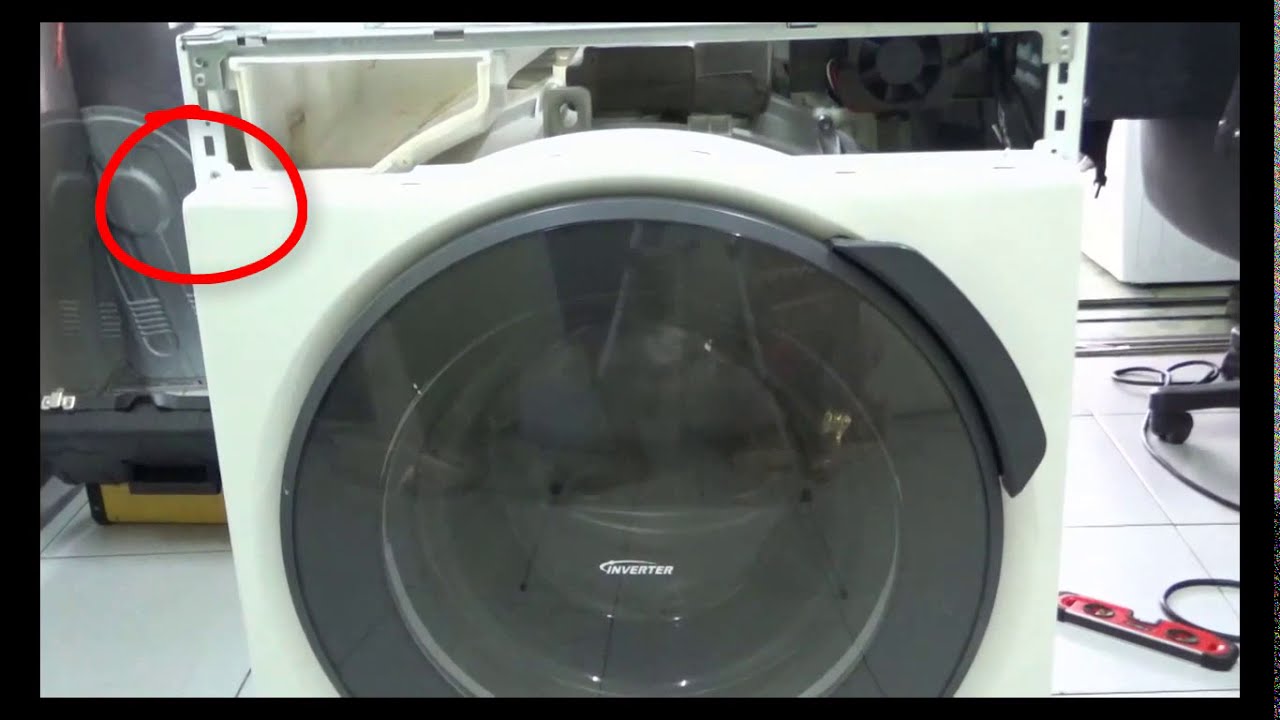 ถอดล้างถังเครื่องฝาหน้า Panasonic NA 148VG3 ECONAVI จากอาการไฟเข้า/สั่งงานได้แต่ถังไม่หมุน