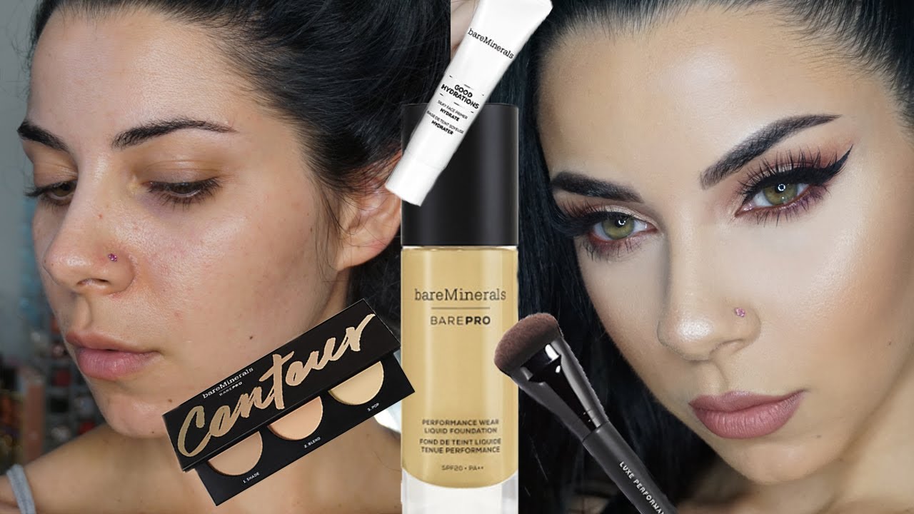 NEW bareMinerals barePro foundation, primer, contour palette, Review + Wear test | Tina Kosnik