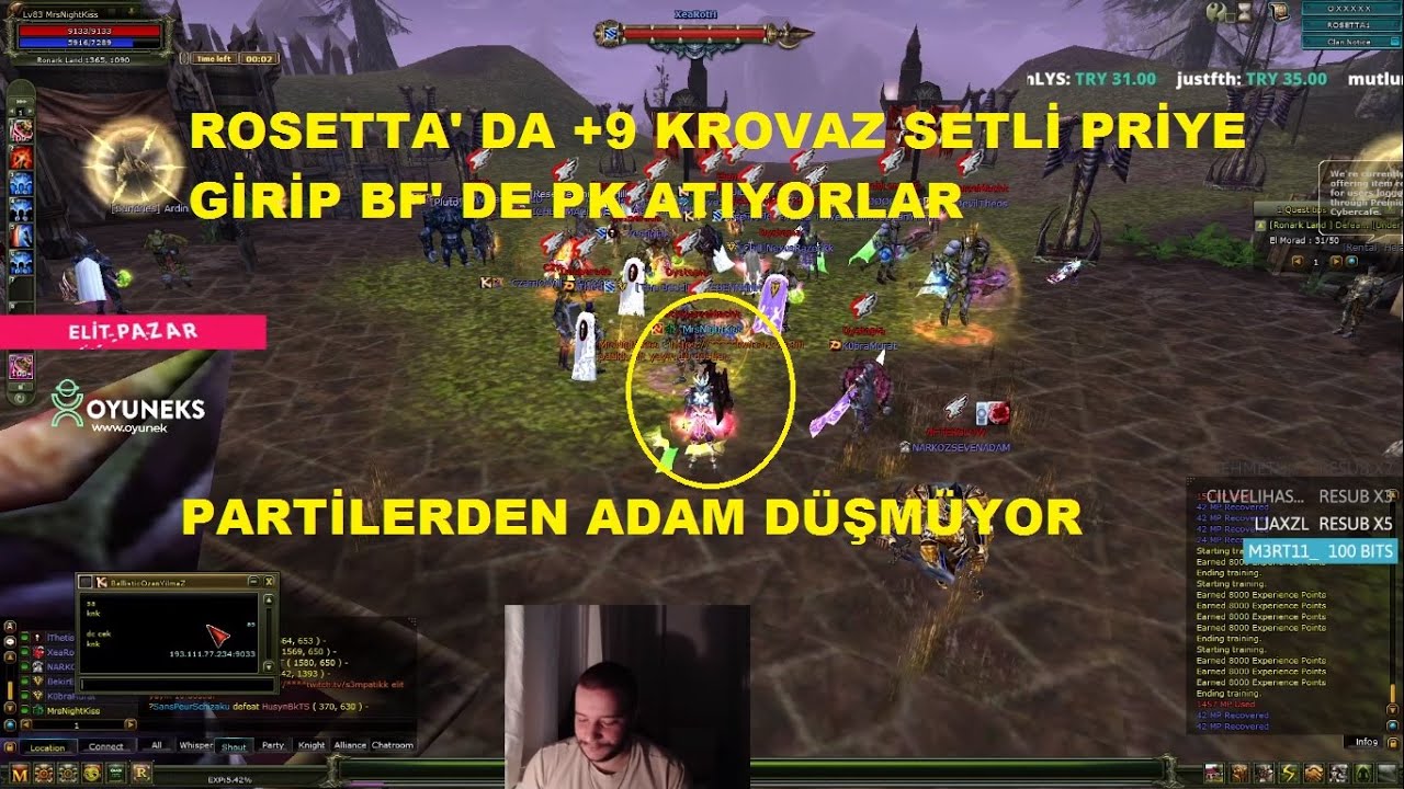 S3mpatiKK | Rosetta' da +9 Krovaz Setli Priye Girip Bf' de Pk Atıyorlar | Komut Fena | Knight Online