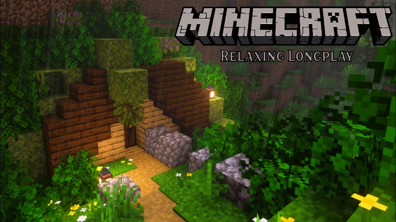 Minecraft Relaxing Longplay - Rainy Mountain Base (No Commentary) - Music - 1.21